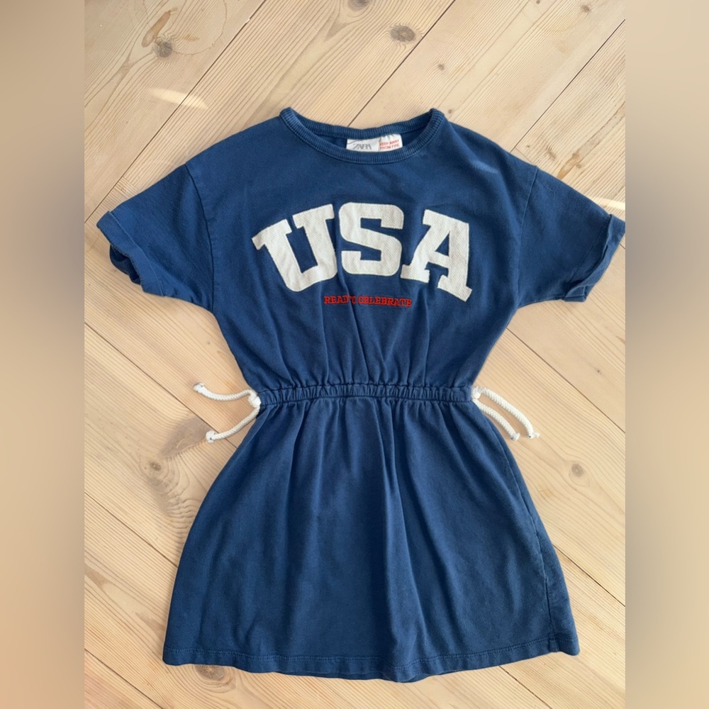 Zara Blue and White Casual Raglan Dress/Swim Suit cover-up